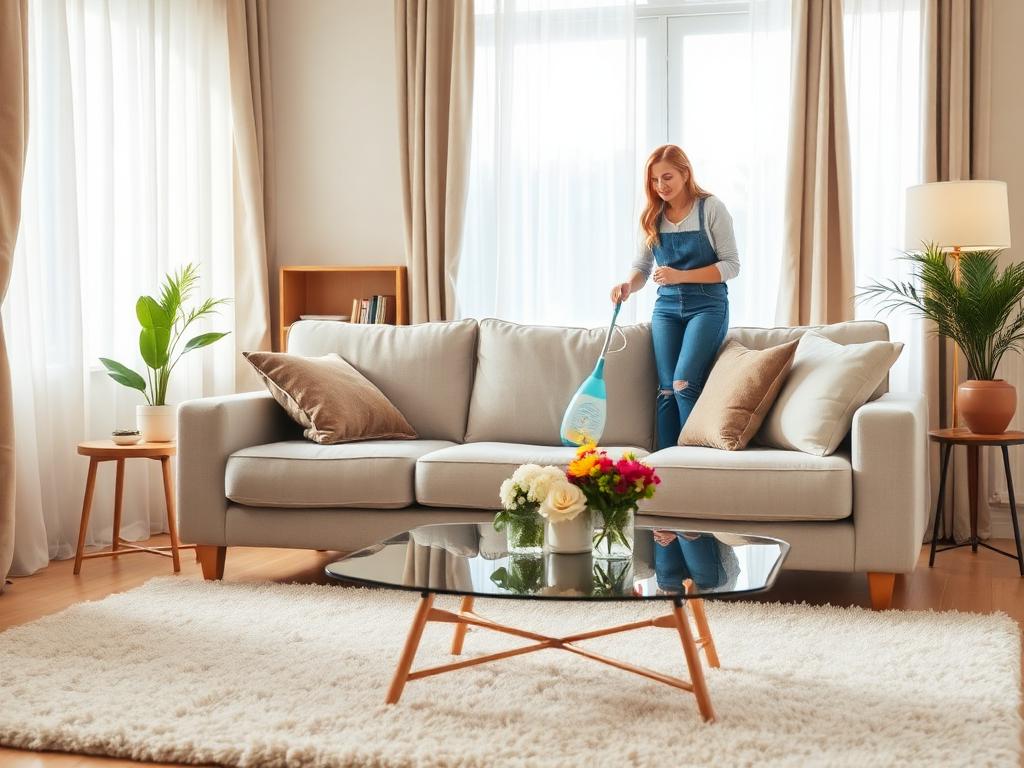 Warm, cosy domestic living room, freshly cleaned