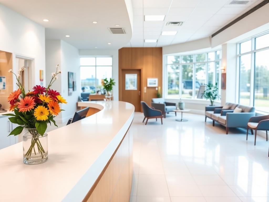 Bright, welcoming reception area, freshly cleaned